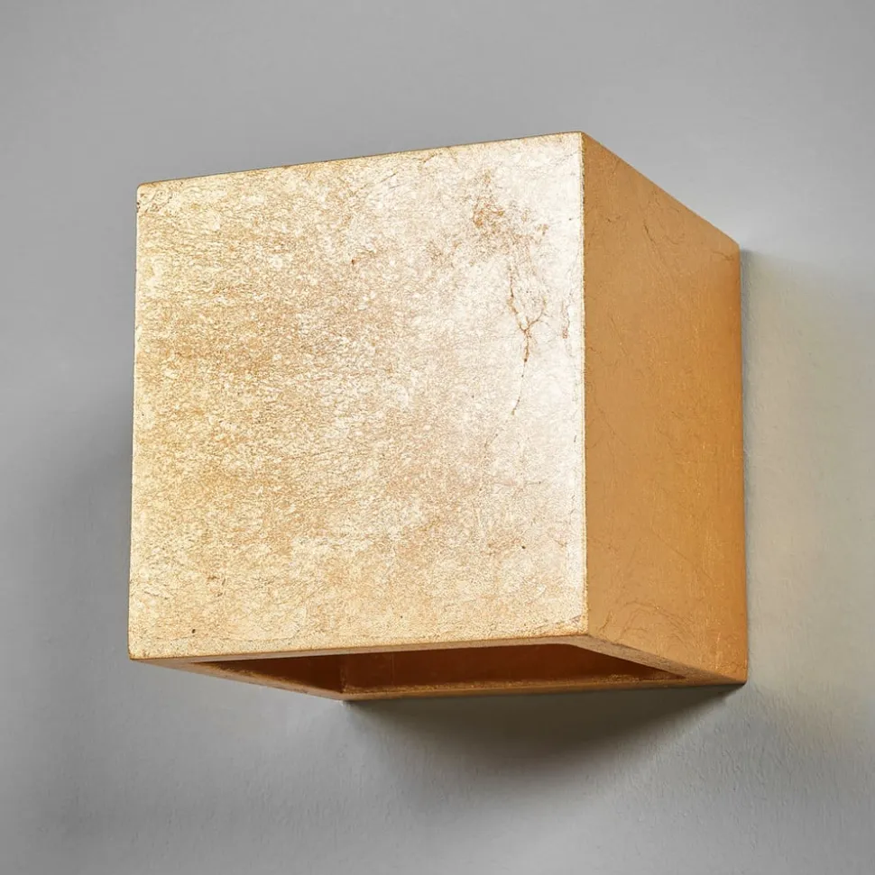 Lindby væglampe Yade, 11 cm, guldfarvet, gips, G9
