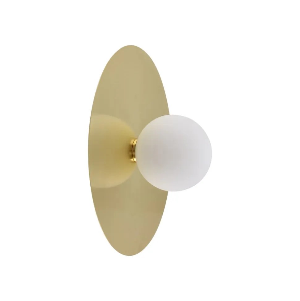Lindby væglampe Zain, guld/hvid, glas, Ø 33 cm, G9