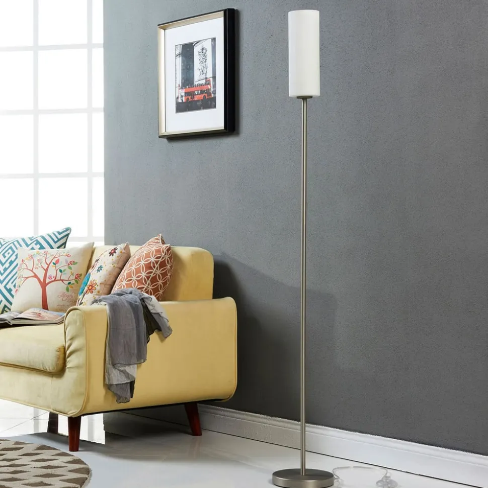 Lindby Vinsta gulvlampe, højde 153 cm, hvid, glas, metal