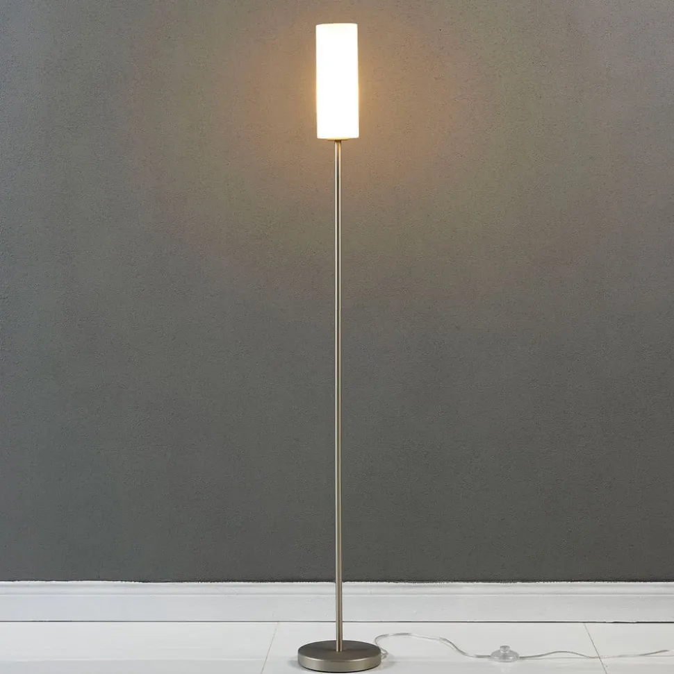 Lindby Vinsta gulvlampe, højde 153 cm, hvid, glas, metal