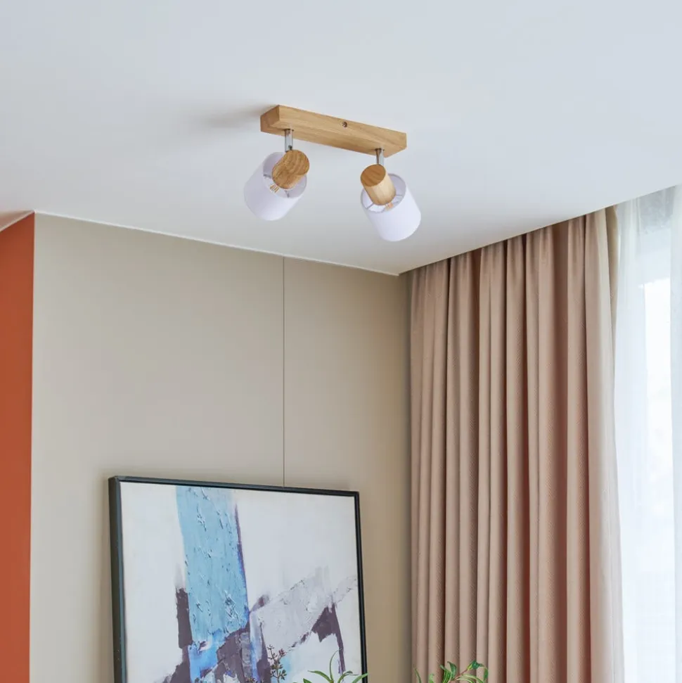 Lindby Wanessa loftspot, 39 cm, 2 lyskilder, træ, hvid, E14