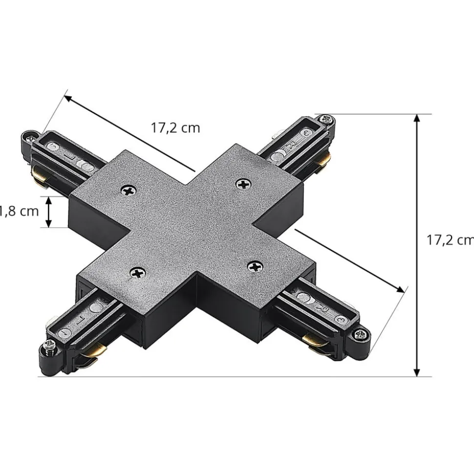 Lindby X-connector Linaro, sort, 1-faset system