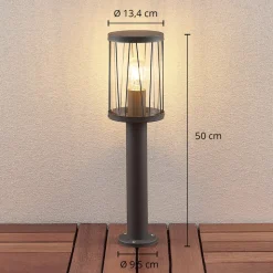 Lindby Yonan sokkellampe, rund, mørkegrå, E27