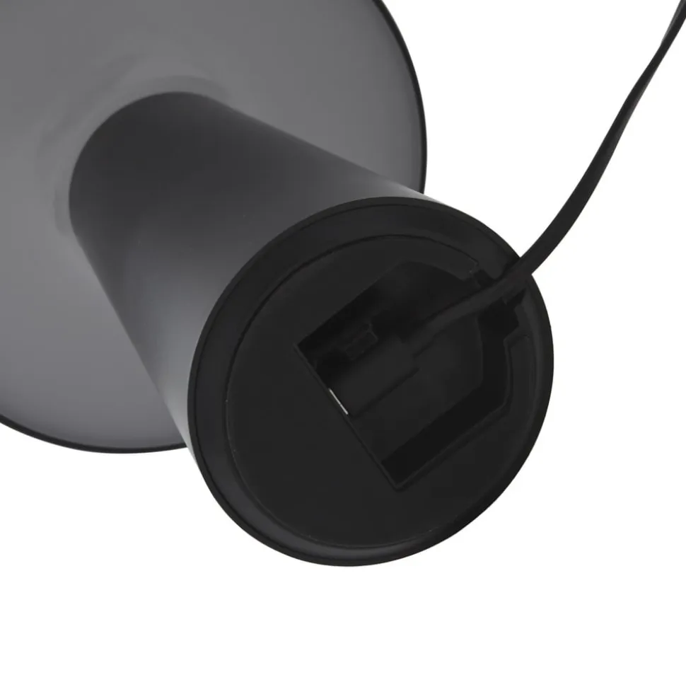 Lindby Zyre LED genopladelig bordlampe, sort, IP44, touchdæmper