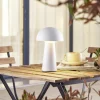 Lindby Zyre LED genopladelig bordlampe, hvid, IP44, touchdæmper
