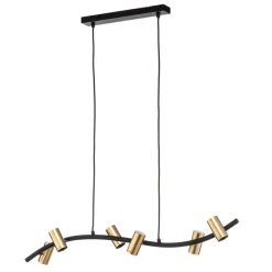 Lindby-pendel Anito, sort/guld, metal, 100 cm, E27