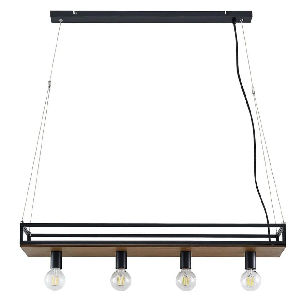Lindby-pendel Kirista, 4-lys, sort, træ, 100 cm