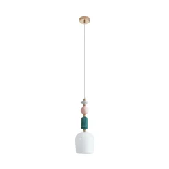 Lindby-pendel Ysoria, grå/pink/grøn, keramik, Ø 16 cm