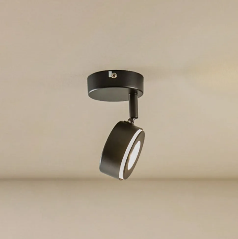 Lindby-spotlight Jyla, sort, 2.700 K, Ø 8 cm, GX53