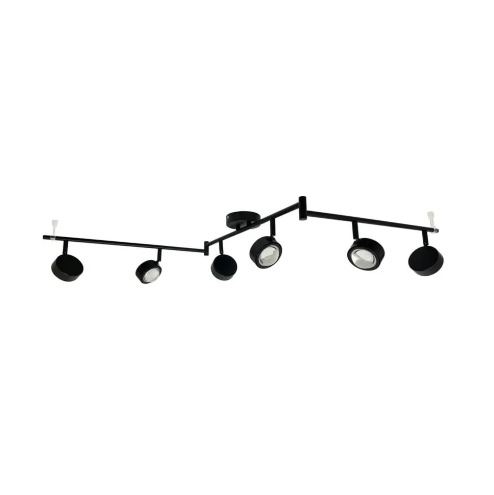Lindby-spotlight Jyla, sort, linse, 4.200 K, 6-lys, GX53
