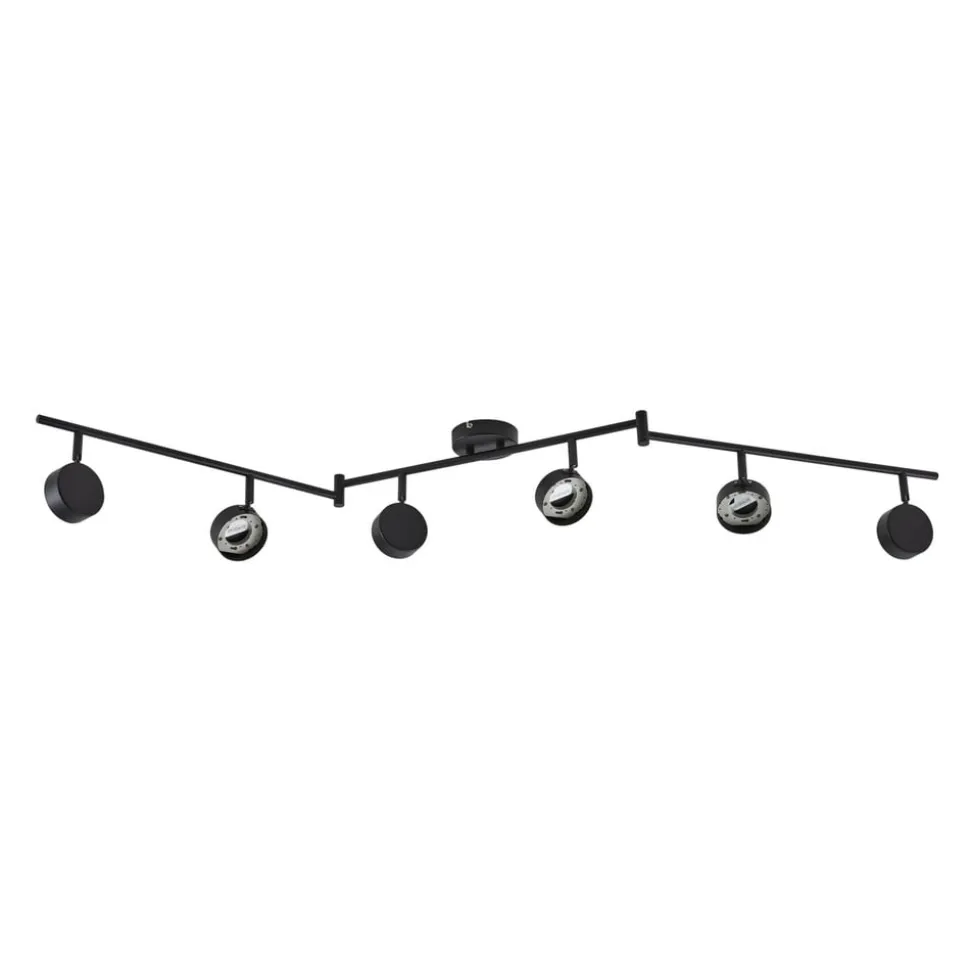 Lindby-spotlight Jyla, sort, linse, 4.200 K, 6-lys, GX53