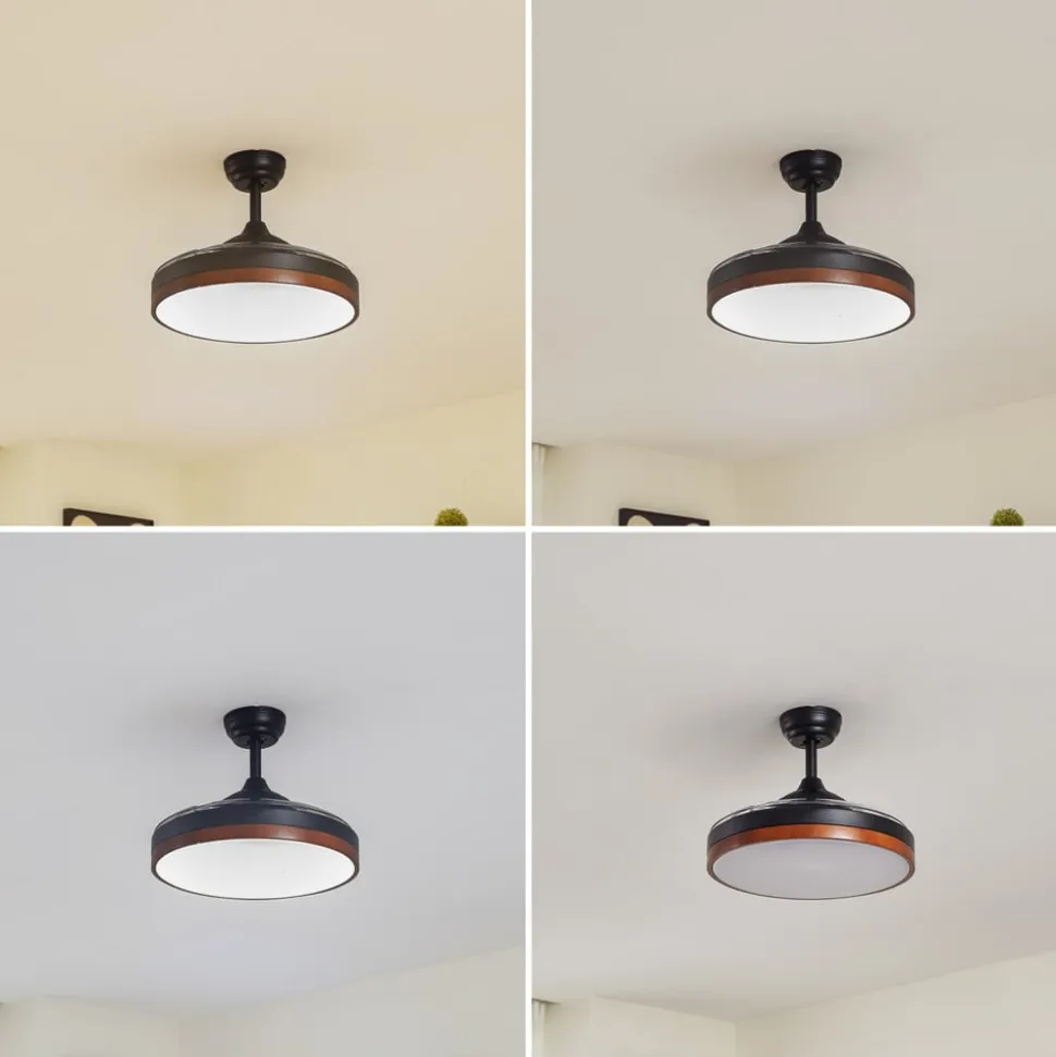 Lindy LED-loftventilator Oras, sort, DC, støjsvag, 107 cm