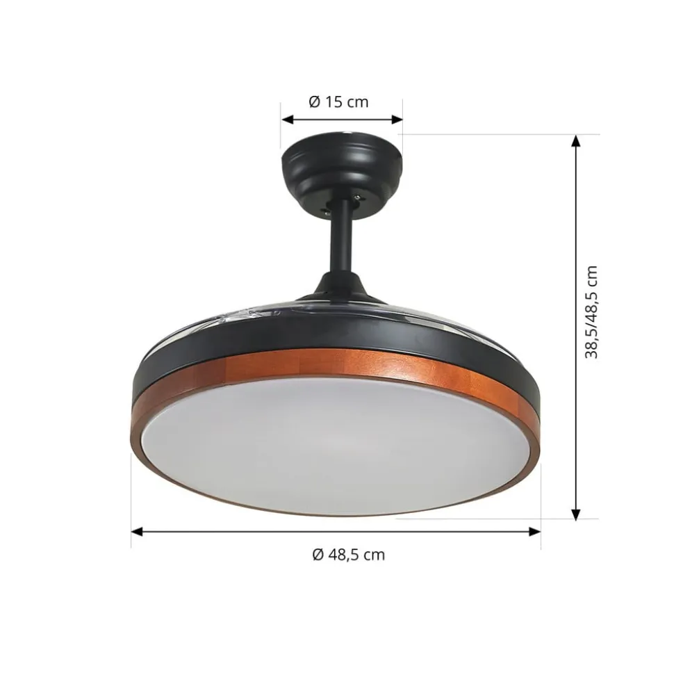 Lindy LED-loftventilator Oras, sort, DC, støjsvag, 107 cm