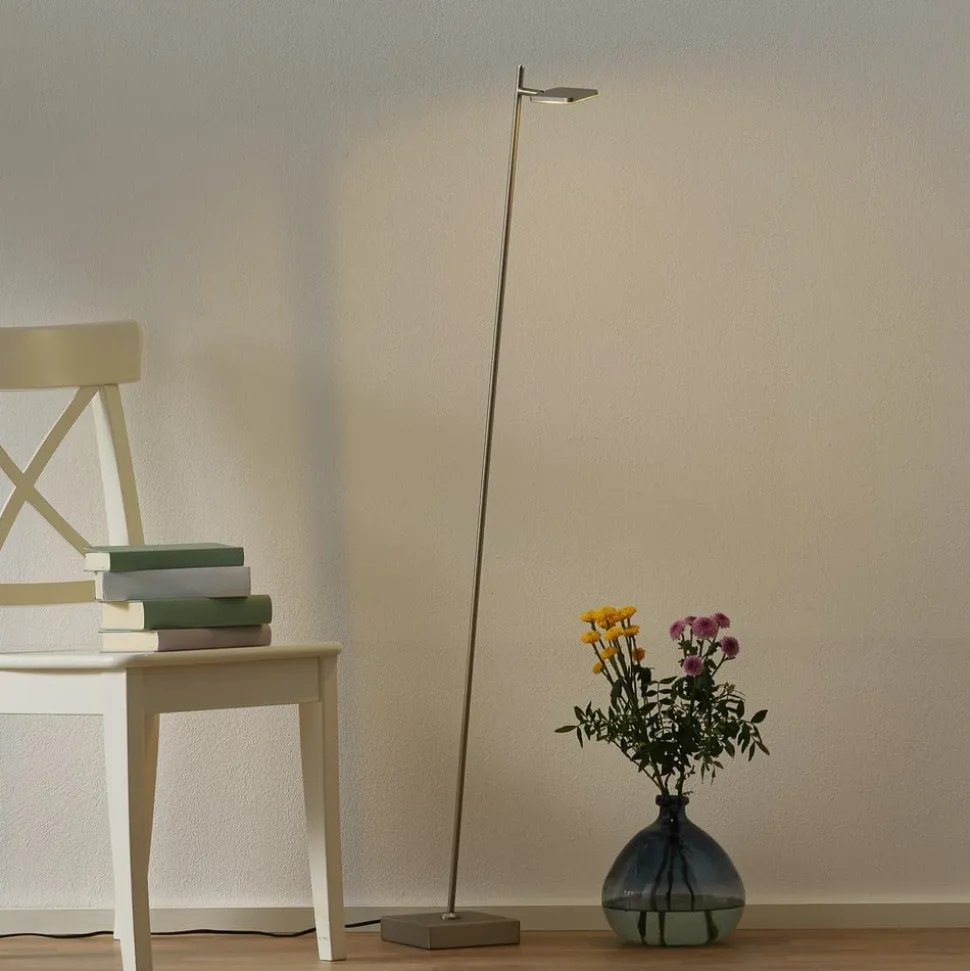 lock LED-gulvlampe, 1 lyskilde, stålfarvet