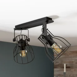 Loftlampe Alano, sort, 2 lyskilder
