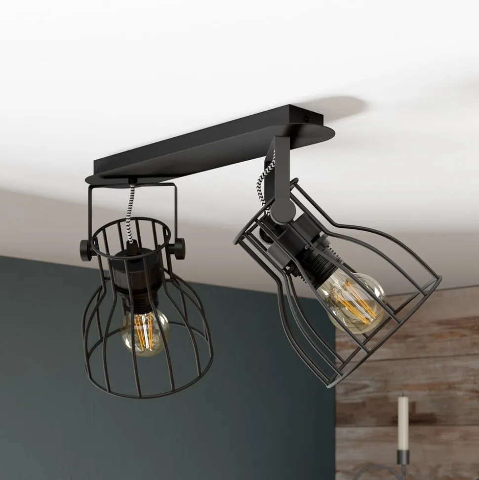 Loftlampe Alano, sort, 2 lyskilder