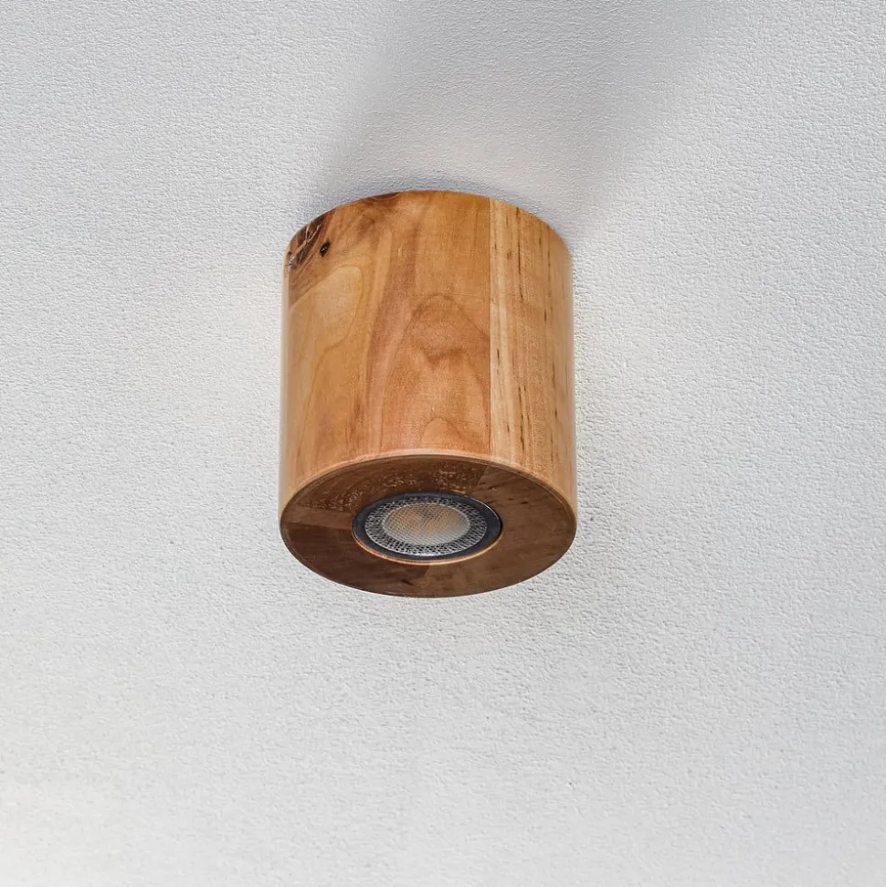 Loftlampe Ara som cylinder af træ