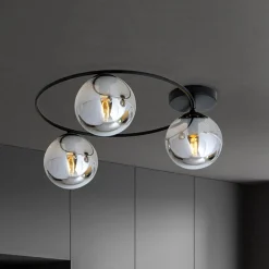Loftlampe Ascella, 3 lyskilder, sort/grafit
