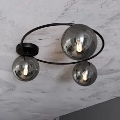 Loftlampe Ascella, 3 lyskilder, sort/grafit