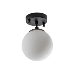 Loftlampe Atmaca, 1 lyskilde, sort, glas, Ø 15 cm