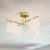 Loftlampe Aurora, guld, Ø 50 cm, 4 lyskilder, glas, E14