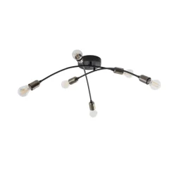 Loftlampe Banana, sort, metal, 67 cm, 6 lyskilder, E27