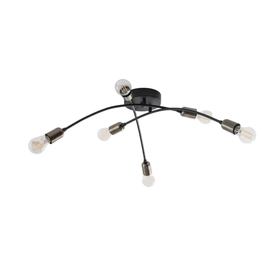 Loftlampe Banana, sort, metal, 67 cm, 6 lyskilder, E27