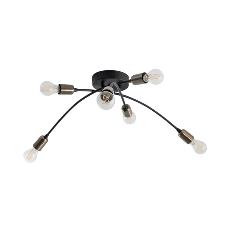 Loftlampe Banana, sort, metal, 67 cm, 6 lyskilder, E27