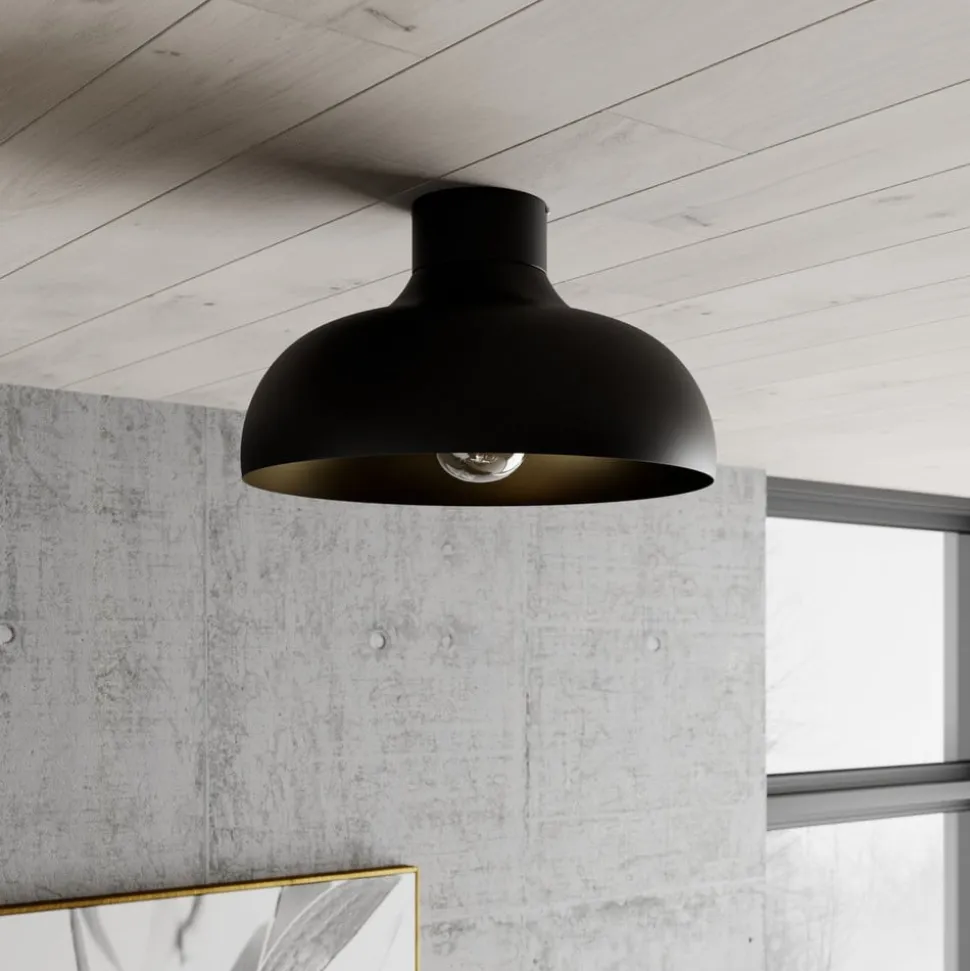 Loftlampe Basca, udvendig sort, indvendig guld