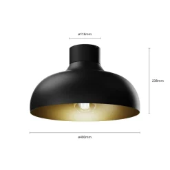 Loftlampe Basca, udvendig sort, indvendig guld
