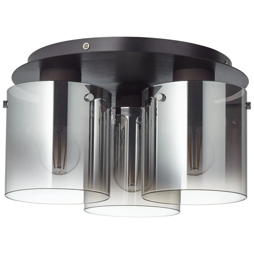 Loftlampe Beth med røgglas, 3 lyskilder