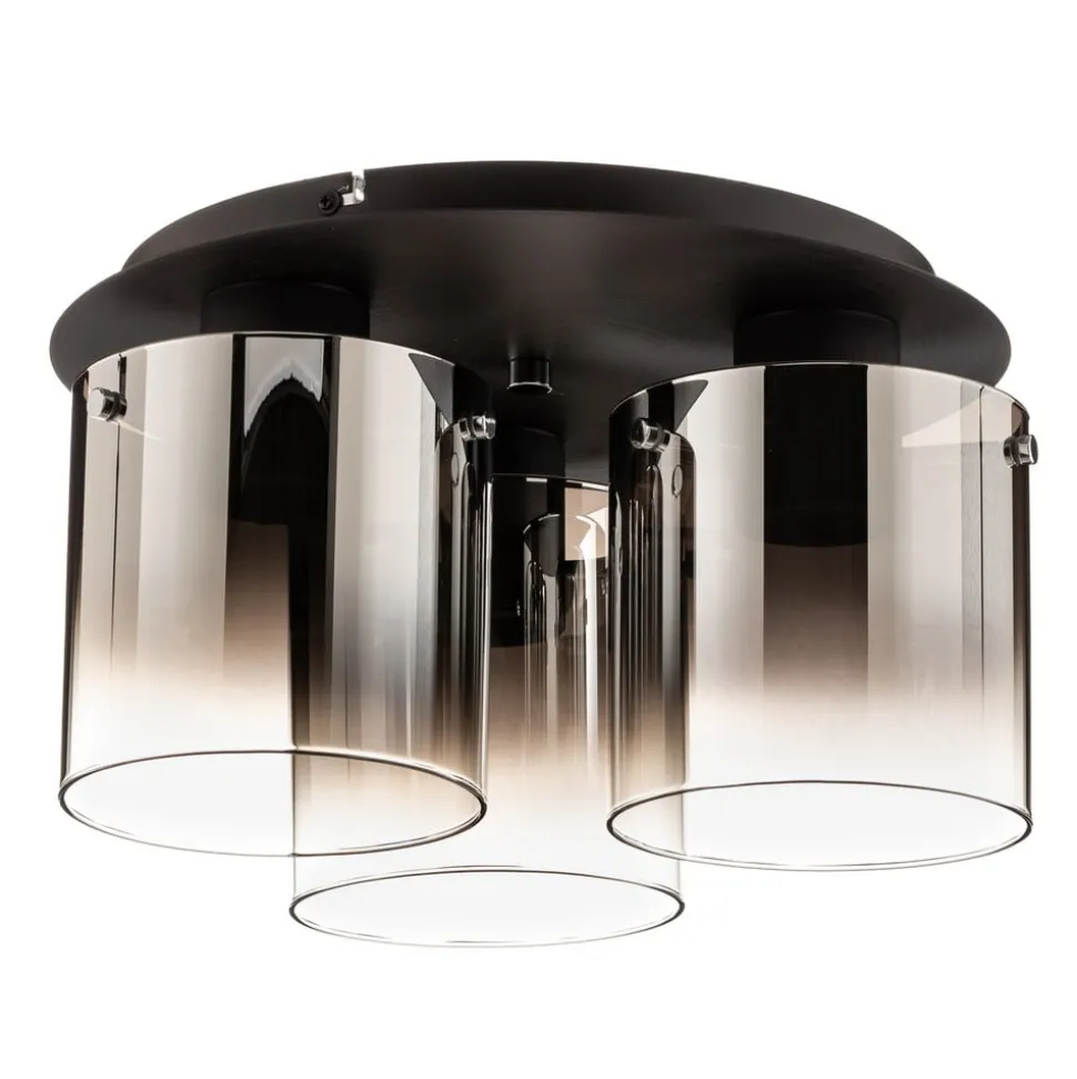 Loftlampe Beth med røgglas, 3 lyskilder