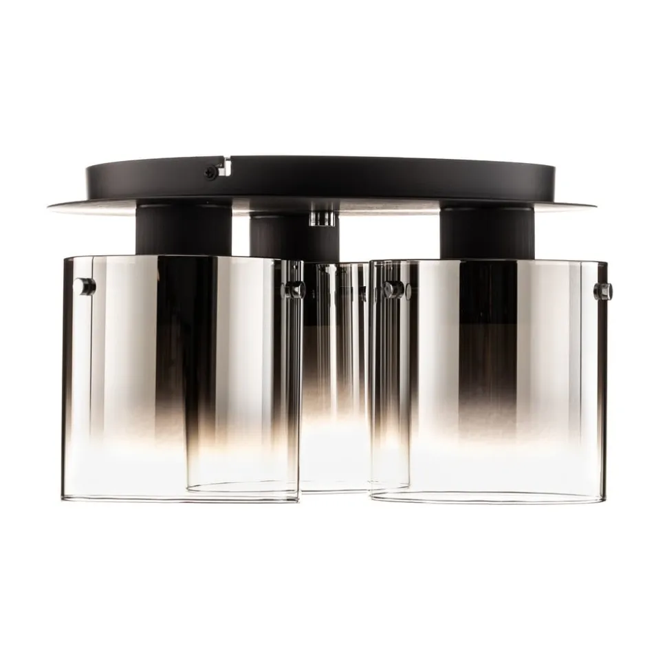 Loftlampe Beth med røgglas, 3 lyskilder
