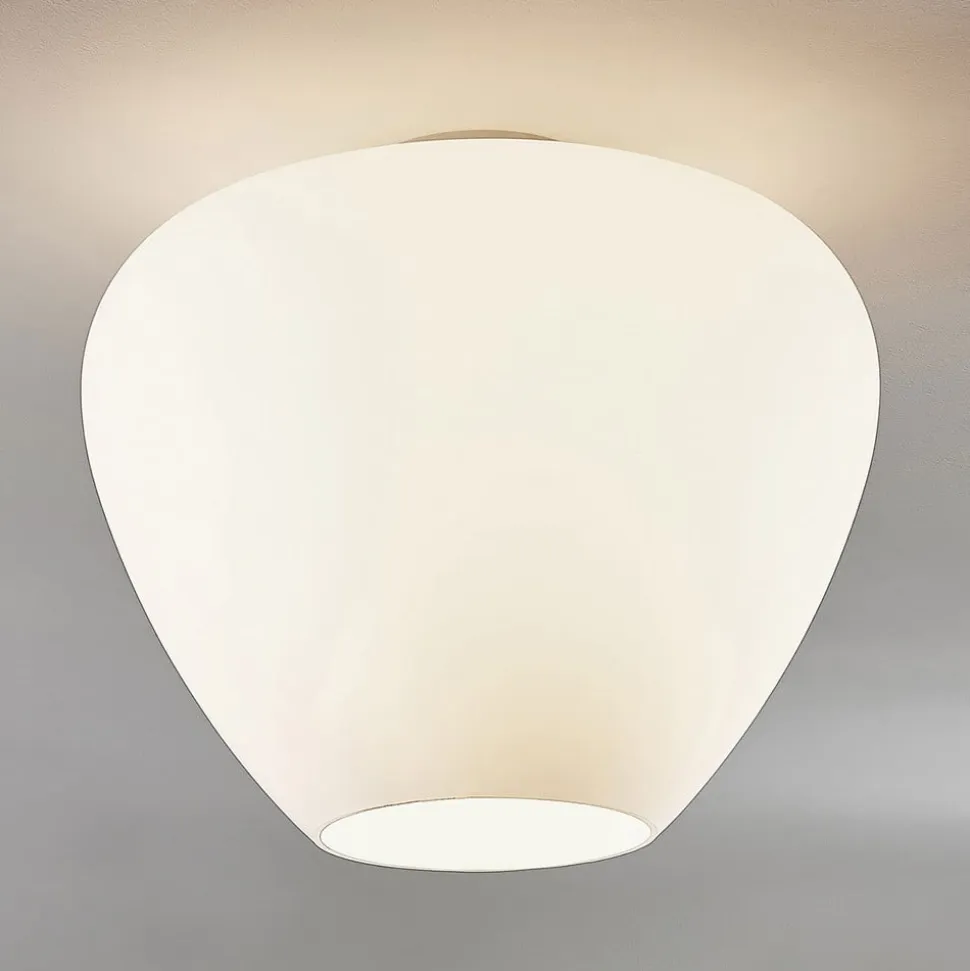 Loftlampe Bibiane i glas, opalhvid