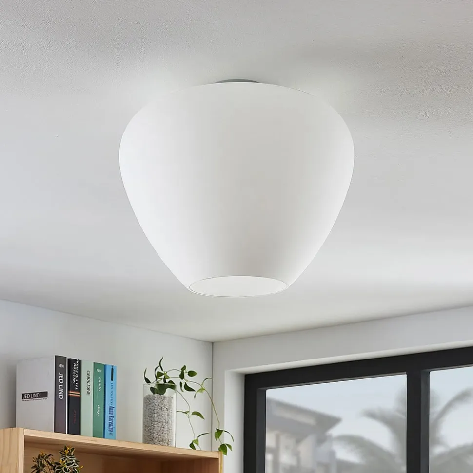 Loftlampe Bibiane i glas, opalhvid