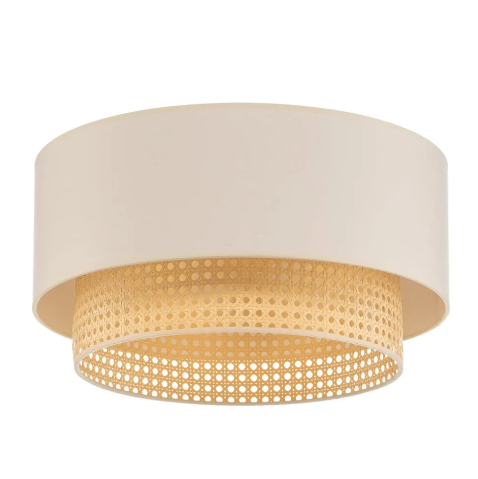 Loftlampe Boho, Ø 45 cm, creme-hvid/rattan