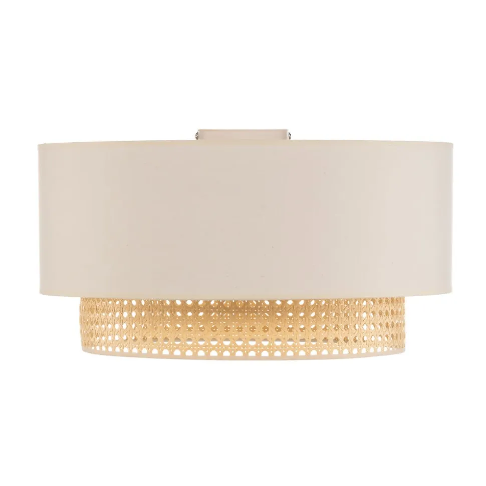 Loftlampe Boho, Ø 45 cm, creme-hvid/rattan