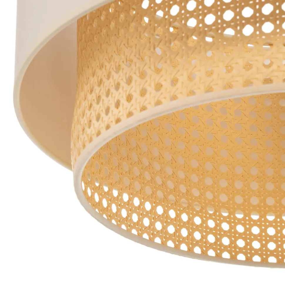 Loftlampe Boho, Ø 45 cm, creme-hvid/rattan
