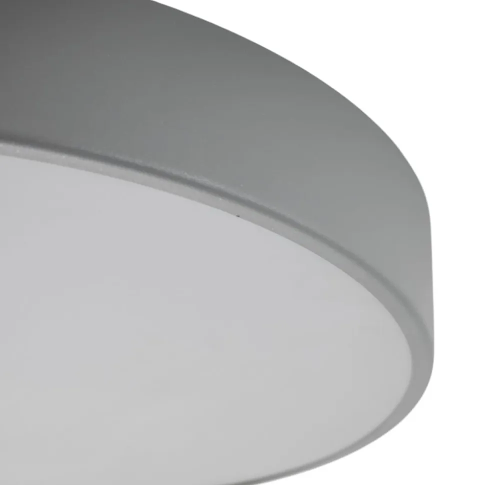 Loftlampe Cleo, Ø 50 cm, IP54, grå, metal, E27