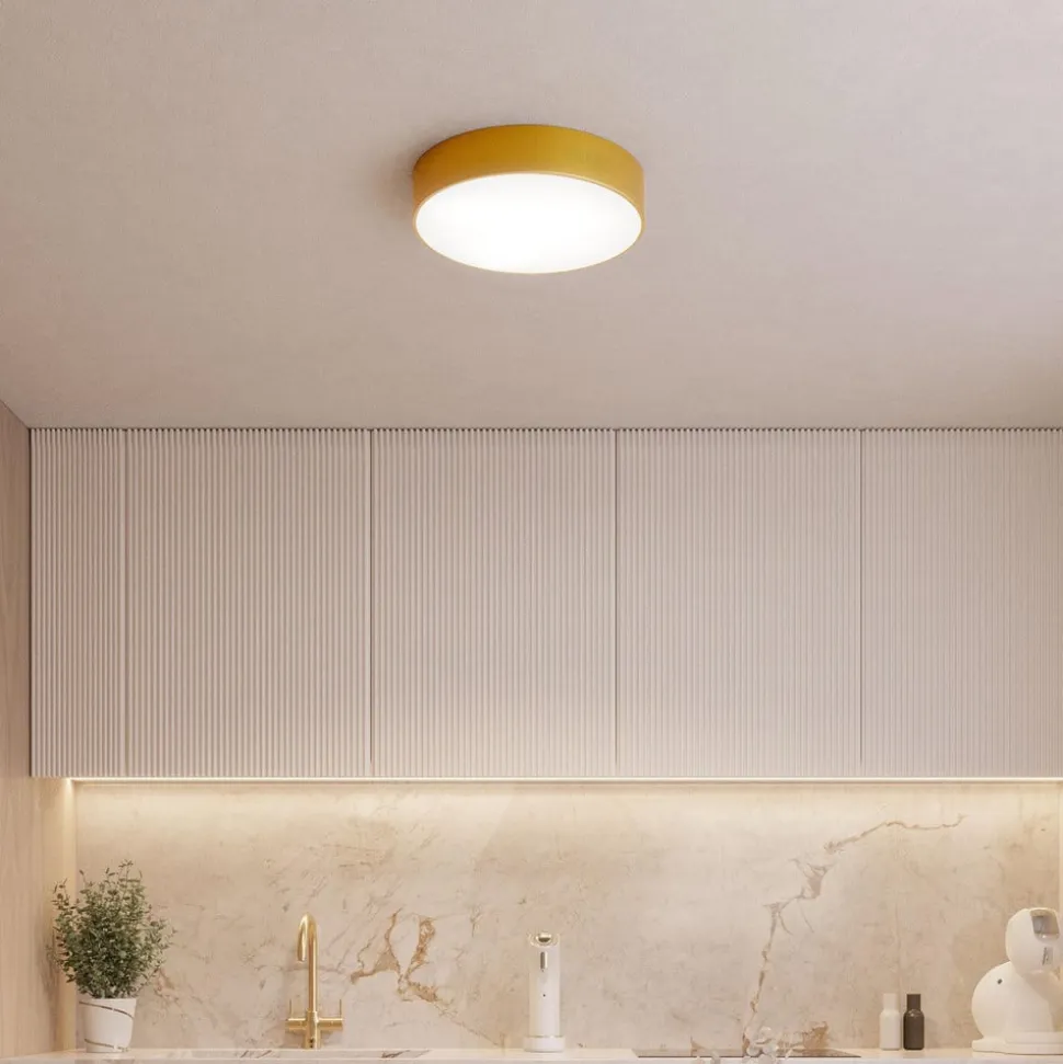 Loftlampe Cleo, Ø 50 cm, IP54, guldfarvet, metal, E27