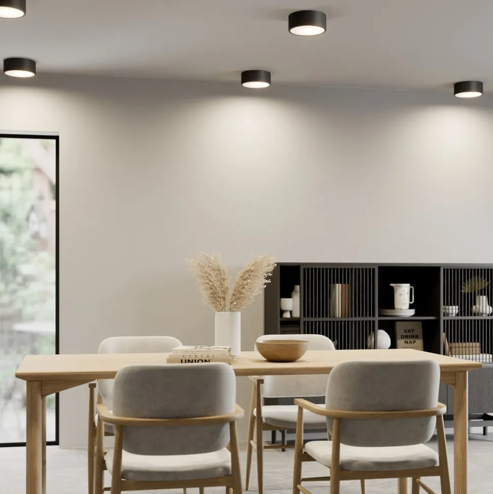 Loftlampe Cleo, Ø 20 cm, IP20, sort, metal, E27