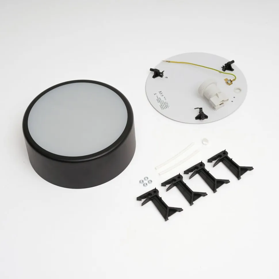 Loftlampe Cleo, Ø 20 cm, IP20, sort, metal, E27