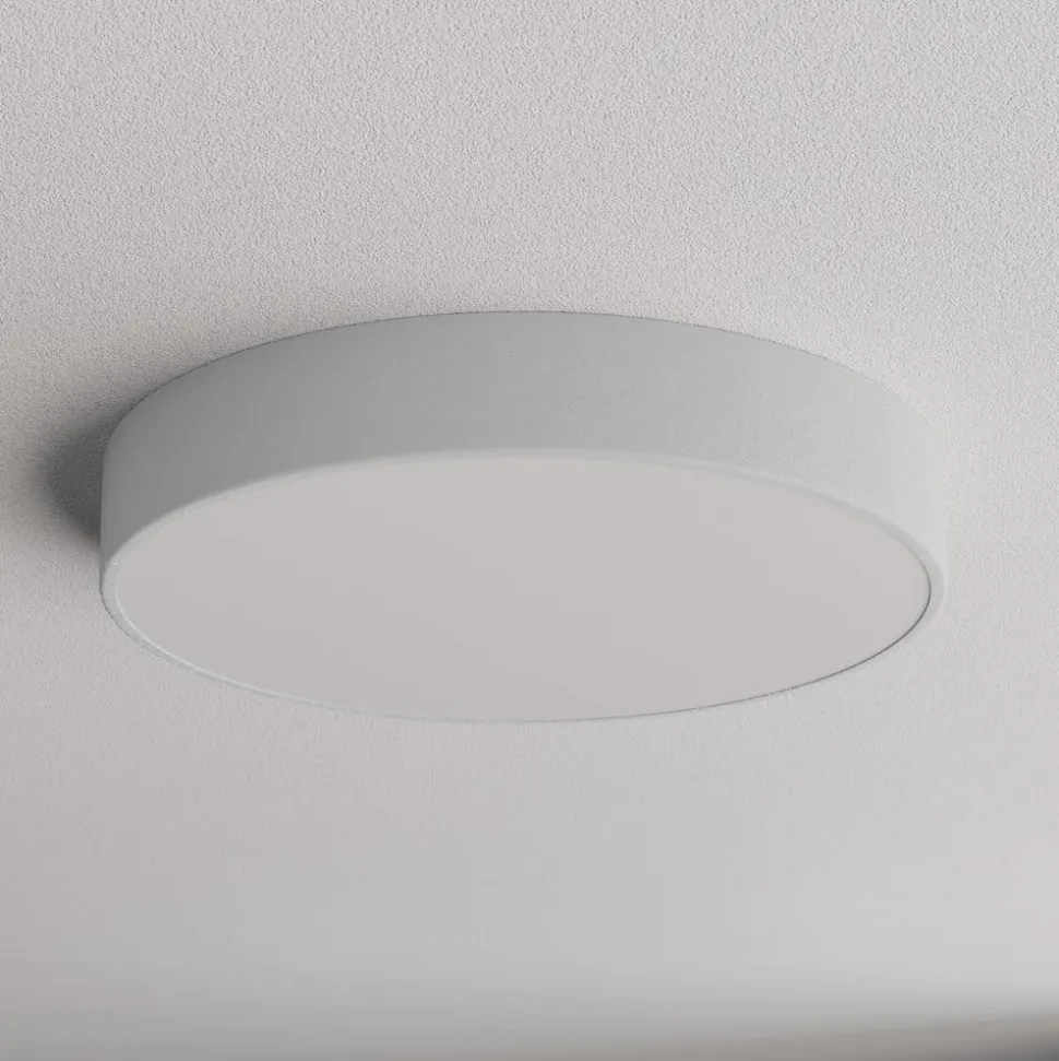 Loftlampe Cleo 500, grå, sensor, IP54, Ø 50 cm, metal