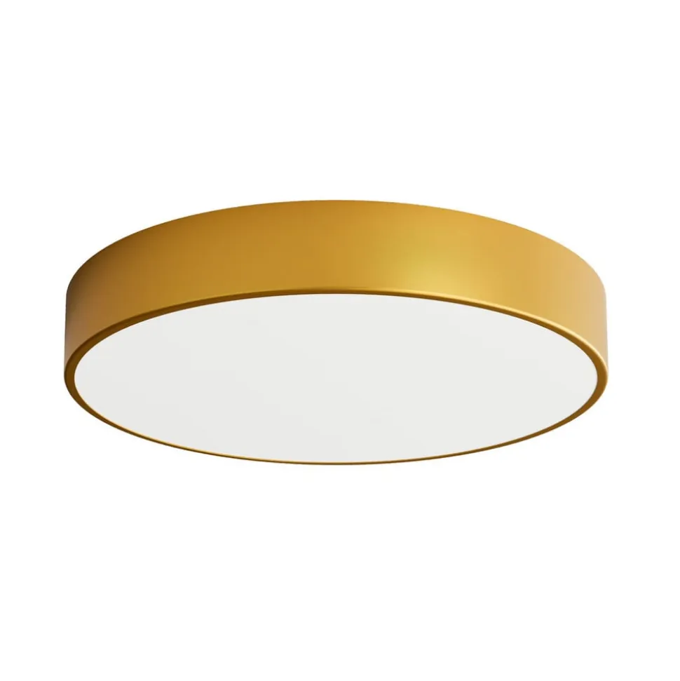 Loftlampe Cleo 500, guld, sensor, IP54, Ø 50 cm, metal