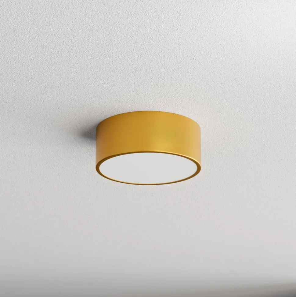 Loftlampe Cleo 200, guld, sensor, IP54, Ø 20 cm, metal
