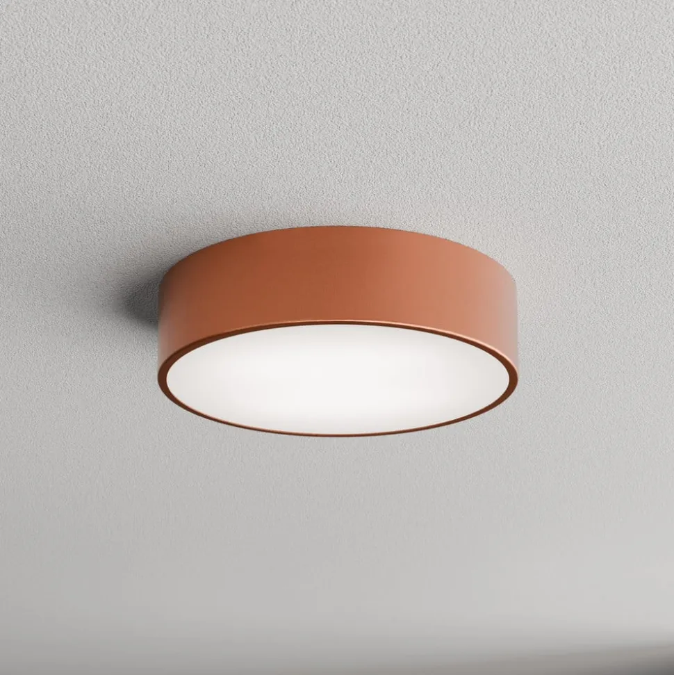 Loftlampe Cleo 300, kobber, sensor, IP54, Ø 30 cm, metal