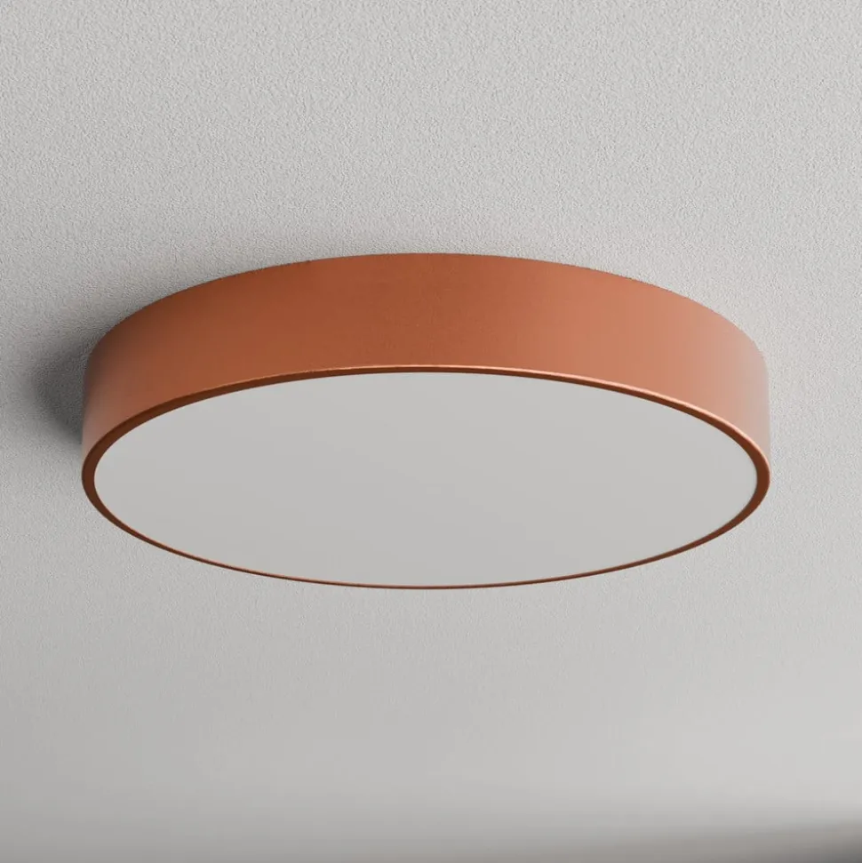 Loftlampe Cleo 500, kobber, sensor, IP54, Ø 50 cm, metal