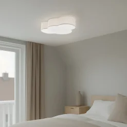Loftlampe Cloud, beige, 63 cm lang, tekstil, sky, E27