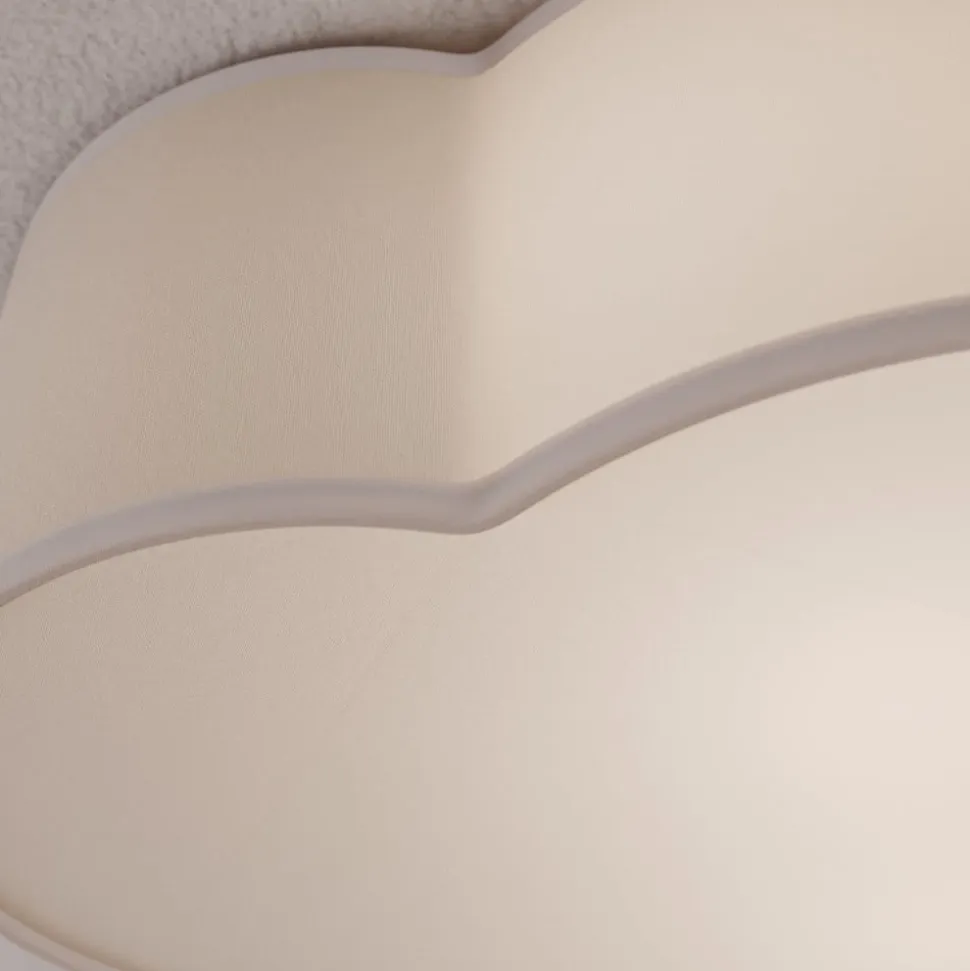 Loftlampe Cloud i tekstil, længde 41 cm, grå