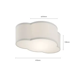 Loftlampe Cloud i tekstil, længde 41 cm, grå